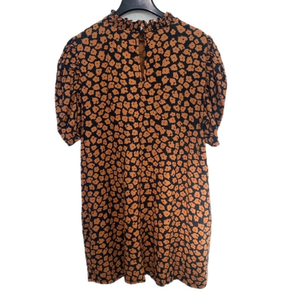 Who What Wear Linen Blend Floral Puff Sleeve Terracotta Shift Dress - XL - Picture 3 of 9